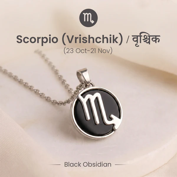 1-2026-04-29T170757.884 Scorpio Pendant (वृश्चिक राशि) with Black Obsidian - Image 1