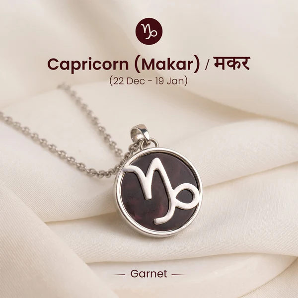 1-2026-04-29T172650.040 Capricorn Pendant (मकर राशि) with Garnet - Image 1