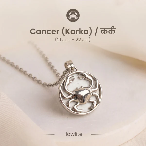 1B_3 Cancer Pendant (कर्क राशि) with Howlite - Image 1