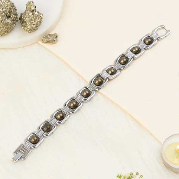 1_5fed58a5-af79-4047-ae37-ee482998afa5 (1) Metal Raw Pyrite Bracelet - Silver - Image 1