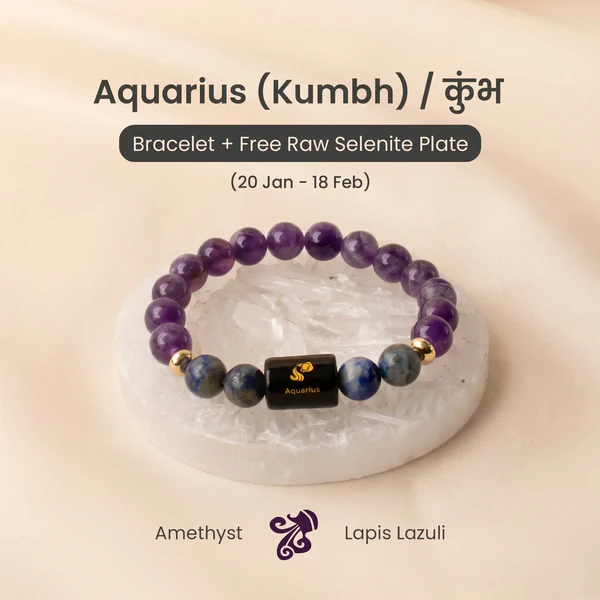 Aquarius_44f2afe1-09fa-4201-95d6-fd14aa93fe24 Aquarius (कुंभ राशि) Zodiac Amethyst & Lapis Lazuli Bracelet - Image 1