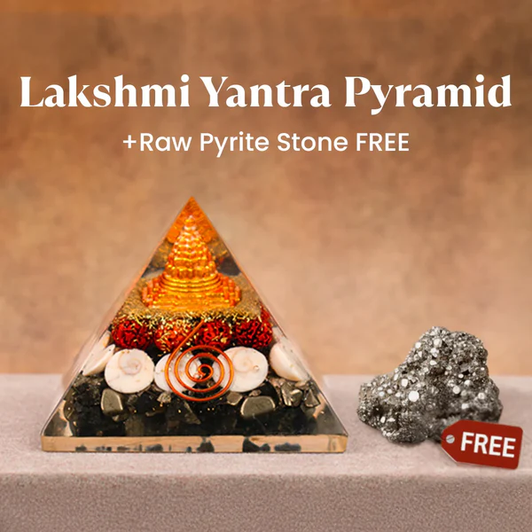 Lakshmi_Yantra_Pyramid_Raw_Pyrite_Stone_FREE Lakshmi Yantra Pyramid With Free Raw Pyrite stone - Image 1
